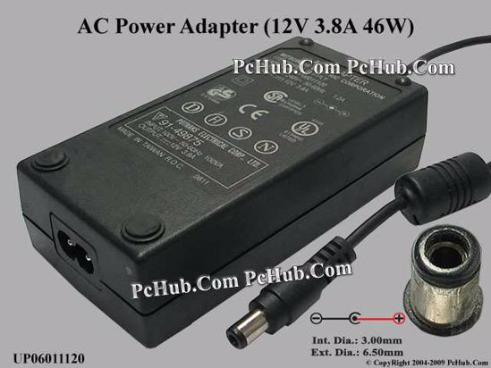 Mitsubishi Common Item (Mitsubishi) AC Adapter 5V-12V UP06011120, 12V 3.8A, Tip D, 2-Pro