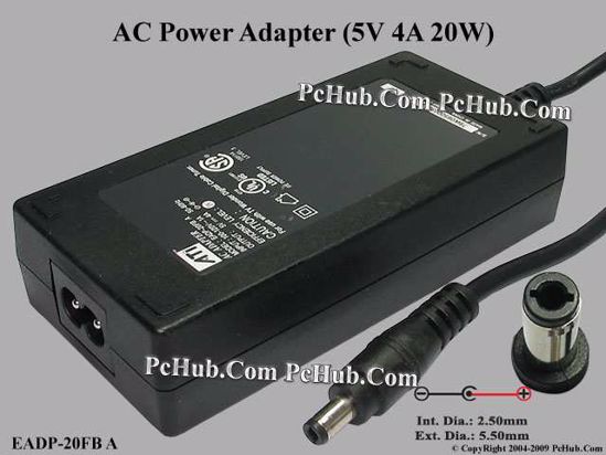 ATI Common Item (ATI) AC Adapter 5V-12V 5V 4A, 5.5/2.5mm, 2-Prong