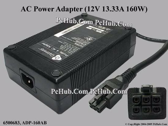 Gateway Common Item (Gateway) AC Adapter 5V-12V P/N: 6500683, 12V 13.33A, 6-PIN (IEC C14