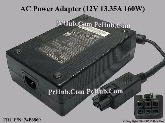 IBM Common Item (IBM) AC Adapter 5V-12V 24P6869, 12V 13.5A, 6-pin, IEC C14