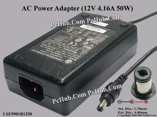 Li Shin LSE9901B1250 AC Adapter 5V-12V 12V 4.16A, 1.7/4.8mm, C14