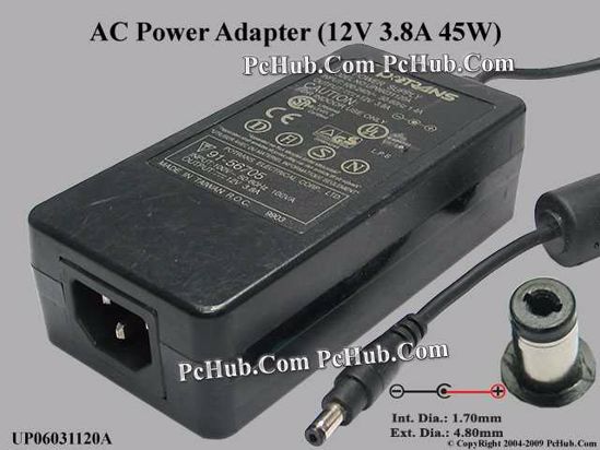 Potrans UP06031120A AC Adapter 5V-12V 12V 3.8A, Tip-A, (IEC C14