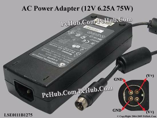 Li Shin LSE0111B1275 AC Adapter 5V-12V 12V 6.25A, 4-Pin P1 4=V