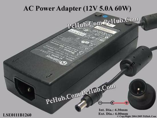 Gateway Common Item (Gateway) AC Adapter 5V-12V 12V 5A, 6.5/4.3mm With Pin, C14