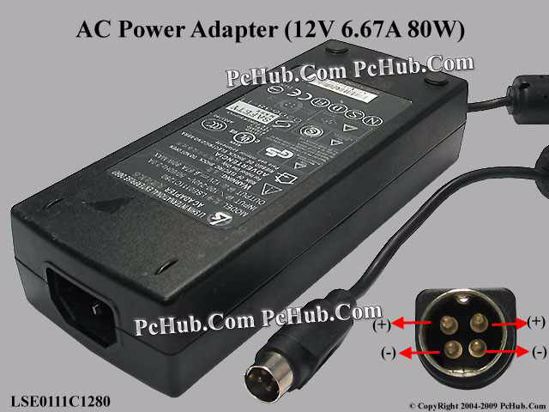 Li Shin LSE0111C1280 AC Adapter 5V-12V 12V 6.67A, 4-Pin P1 4=V