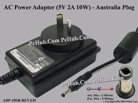 Delta Electronics ADP-10SB REV.EH AC Adapter 5V-12V 5V 2A 10W, 1.7/4.0mm, AU Pluge