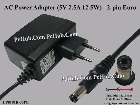 UMEC UP0181B-05PE AC Adapter 5V-12V 5V 2.5A, 5.5/2.1mm, EU 2-Pin