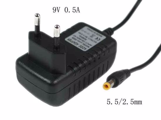 Condor HKA-0950EC-230 AC Adapter 5V-12V 9V 0.5A, 5.5/2.5mm, EU 2-Pin Plug