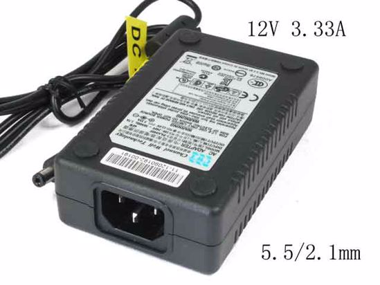 Other Brands CWT AC Adapter 5V-12V 12V 3.33A, Barrel 5.5/2.1mm, IEC C14