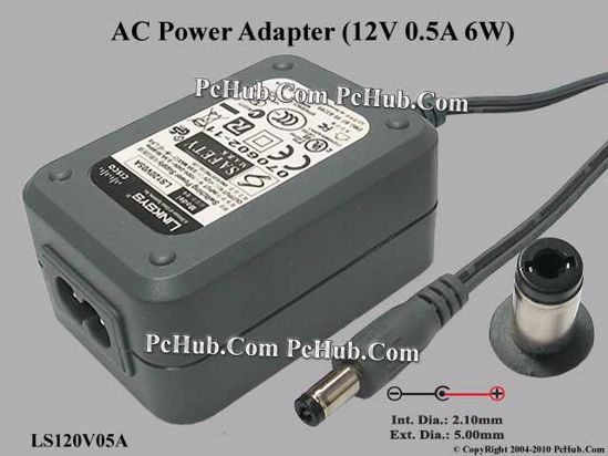 Linksys LS120V05A AC Adapter 5V-12V 12V 0.5A, 5.5/2.1mm, 2-Prong