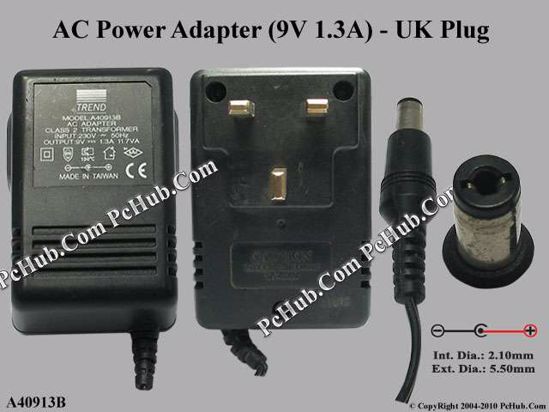 Other Brands TREND AC Adapter 5V-12V A40913B, 9V 1.3A, Tip-B, UK