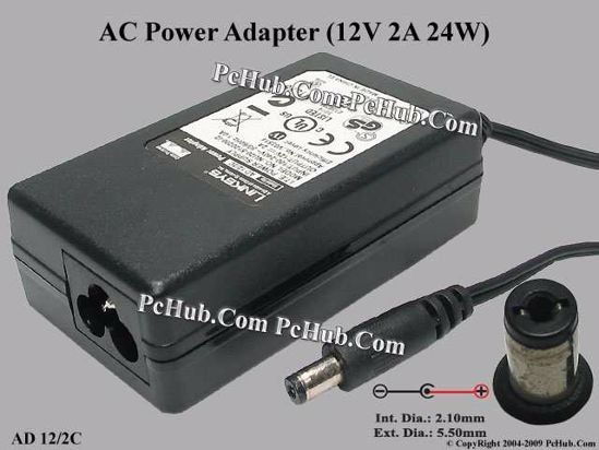 Linksys AD 12/2C AC Adapter 5V-12V 12V 2A, 5.5/2.1mm, 3-Prong