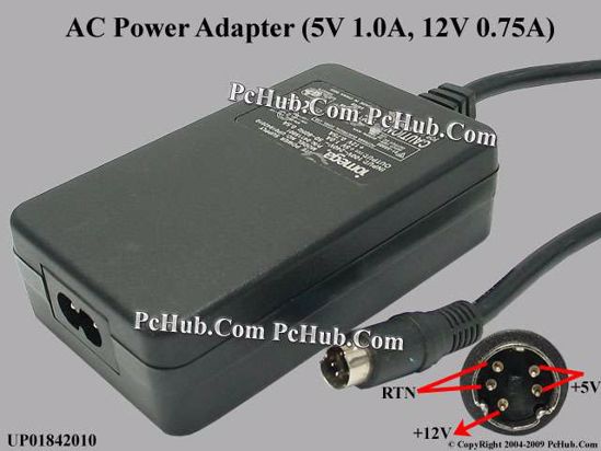 Iomega UP01842010 AC Adapter 5V-12V 12V 0.75A, 5V 1A, 5P, P12=5V P3=12V, 2 Prong