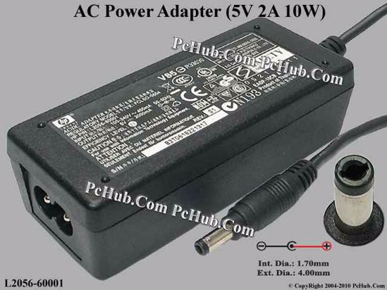 HP Common Item (HP) AC Adapter 5V-12V 5V 2A, Barrel 4.0/1.7mm, 2-Prong