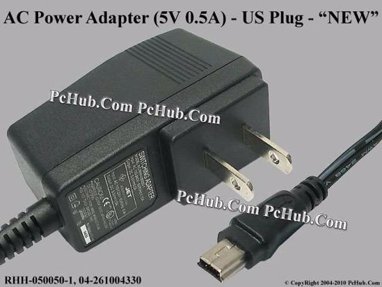 Other Brands RHH-050050-1 AC Adapter 5V-12V 5V 0.5A, mini-USB, US 2-pin Flat, NEW