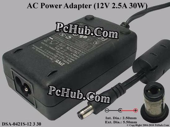 DVE DSA-0421S-12 AC Adapter 5V-12V 12V 2.5A, 5.5/2.1mm, 3-Prong