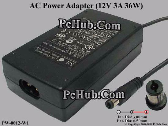 Other Brands SII AC Adapter 5V-12V 12V 3A, 6.5/3.0mm, 2-Prong