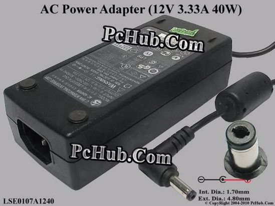 Li Shin LSE0107A1240 AC Adapter 5V-12V 12V 3.33A. 4.8/1.7mm, C14