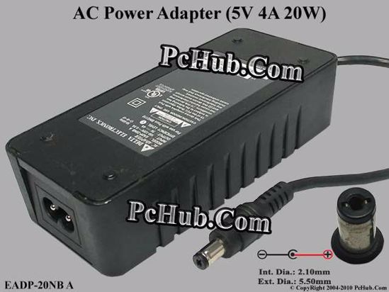 Delta Electronics EADP-20NB AC Adapter 5V-12V 5V 4A, 5.5/2.1mm, 2-Prong