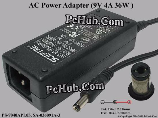 Other Brands SCEPTRE AC Adapter 5V-12V 9V 4A, 5.5/2.1mm, C14