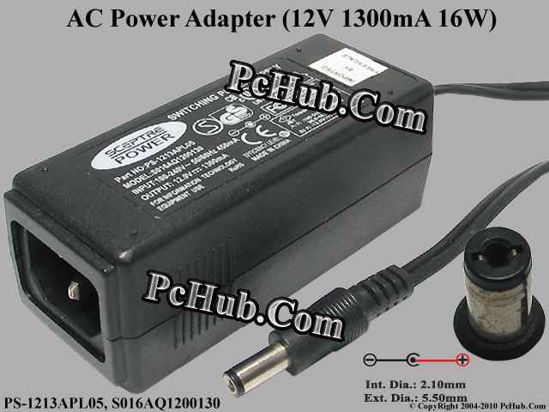 Other Brands SCEPTRE AC Adapter 5V-12V 12V 1.3A Barrel 5.5/2.1mm, C14