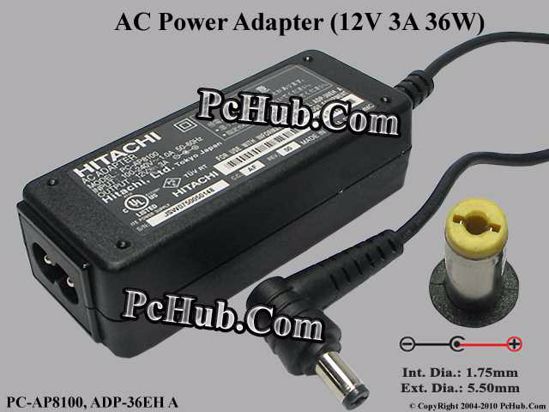 Hitachi Common Item (Hitachi) AC Adapter 5V-12V 12V 3A, 5.5/1.7mm, 2-Prong