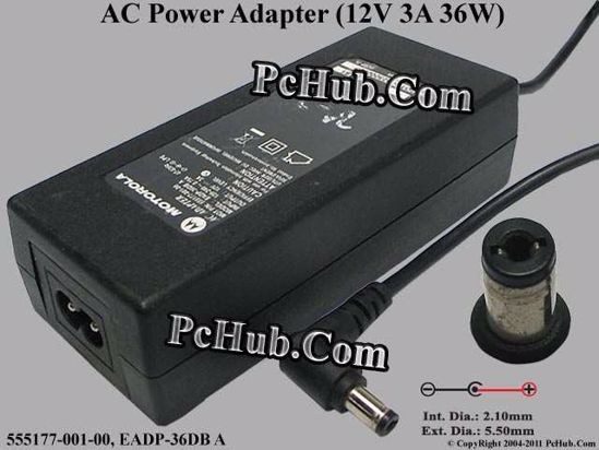 Motorola 555177-001-00 AC Adapter 5V-12V 12V 3A, 5.5/2.1mm, 2-Prong