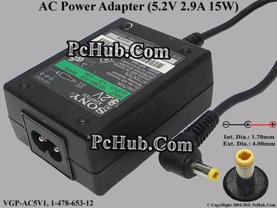 Sony Common Item (Sony) AC Adapter 5V-12V VGP-AC5V1, (1.7/4.0), 2-prong