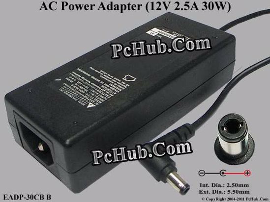 Delta Electronics EADP-30CB B AC Adapter 5V-12V 12V 2.5A, 5.5/2.5mm, C14