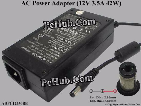 Other Brands TPV Electronics AC Adapter 5V-12V 12V 3.5A, 5.5/2.1mm, C14