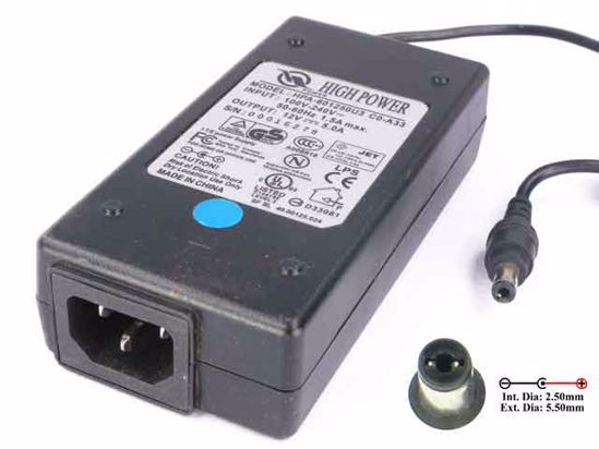 Other Brands HIGH POWER AC Adapter 5V-12V 12V 5A, 5.5/2.5mm, C14