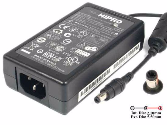 HIPRO HP-A0501R3D1 AC Adapter 5V-12V 12V 4.16A, 2.1/5.5mm, C14