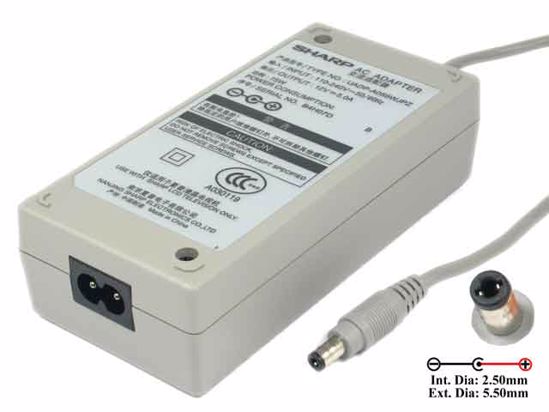 Sharp UADP-A059WJPZ AC Adapter 5V-12V 12V 5A, 5.5/2.5mm, 2-Prong, White