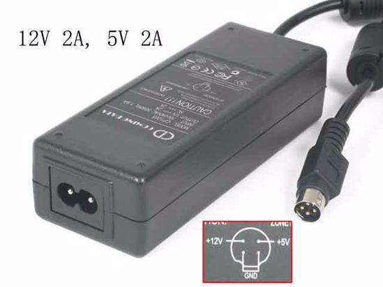 Other Brands COMING DATA AC Adapter 5V-12V 12V 2A, 5V 2A, 4P, P1=5V, P4=12V, 2-Prong, Ne