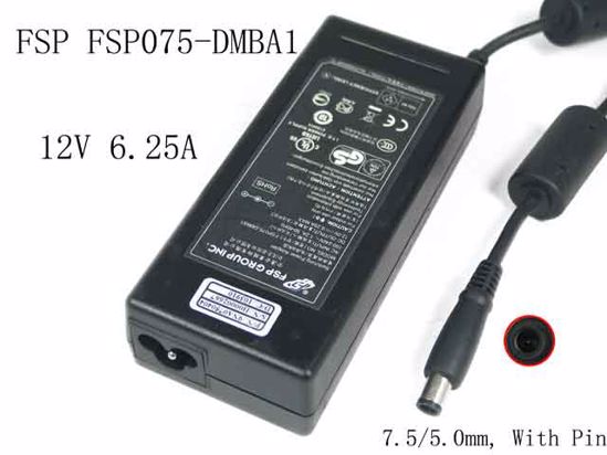 FSP Group Inc FSP075-DMBA1 AC Adapter 5V-12V 12V 6.25A, Barrel 7.5/5.0mm, With Pin, 3-Pr