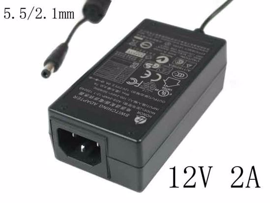 LG Common Item (LG) AC Adapter 5V-12V 12V 2A 24W,Barrel 5.5/2.1mm, C14, New