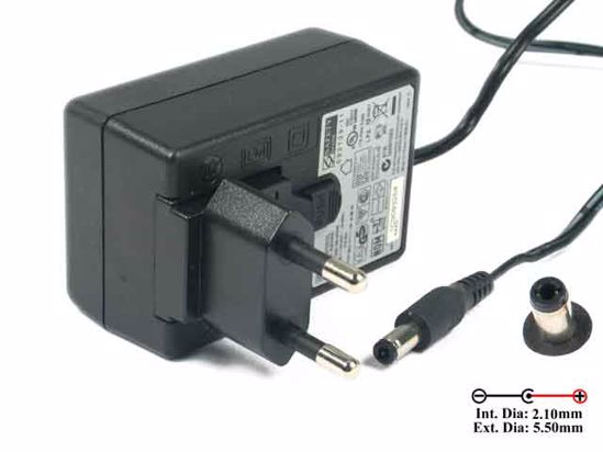 APD / Asian Power Devices WA-10H05 AC Adapter 5V-12V 5V 2A, 5.5/2.1mm, EU 2-Pin Plug, Ne