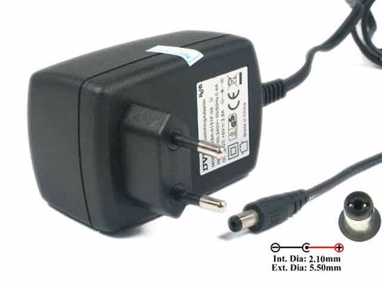 DVE DSA-0151F-05 AC Adapter 5V-12V 5V 2.8A, 5.5/2.1mm Euro 2-Pin Plug, New