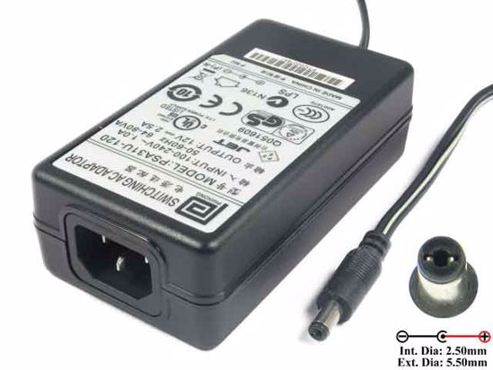 PHIHONG PSA31U-120 AC Adapter 5V-12V 12V 2.5A, 5.5/2.5mm, C14