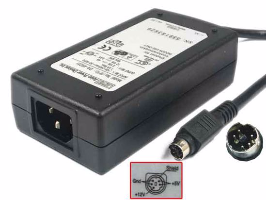 APD / Asian Power Devices DA-45C01 AC Adapter 5V-12V 12V 3.5A,5V 4A, 5-Pin P1 2=5V P3=12