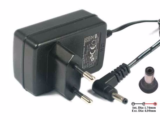 Frecom FM090010-GS AC Adapter 5V-12V 9V 1A, 4.0/1.7mm, EU 2-Pin Plug, New