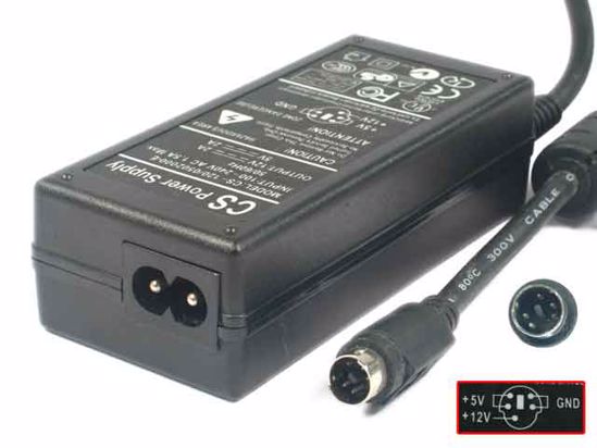 Other Brands CS Power AC Adapter 5V-12V 12V 2A, 5V 2A, 5P, P3=12V, P4 5=5V, 2-Prong