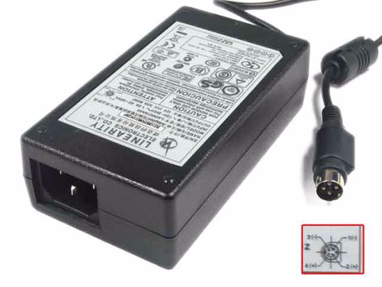 Linearity LAD6019AB5 AC Adapter 5V-12V 12V 5A, 4-Pin P1 2=V