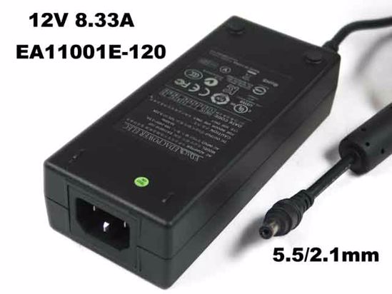 Edac Power EA11001E-120 AC Adapter 5V-12V 12V 8.33A, Barrel 5.5/2.1mm, C14