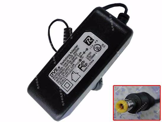 DVE DSA-10W-05 AC Adapter 5V-12V 5V 2A, 5.5/2.5mm, US 2-Pin Plug, New