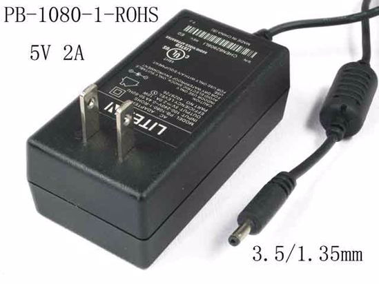 LITE-ON PB-1080-1-ROHS AC Adapter 5V-12V 5V 2A, Barrel 3.5/1.35mm, US 2-Pin Plug