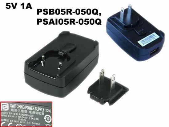 PHIHONG PSB05R-050Q AC Adapter 5V-12V 5V 1A, USB Port, U2 2-Pin Plug