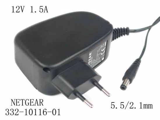 NETGEAR AC To DC (Netgear)) AC Adapter 5V-12V 12V 1.5A, 5.5/2.1mm, EU 2-Pin