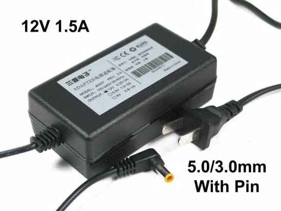 ACP For Casio AC Adapter 5V-12V 12V 1.5A, 5.0/3.0mm With Pin, 2-Prong, New