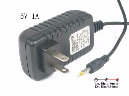 ACP Other Brand AC Adapter 5V-12V 5V 1A, 4.0/1.7mm, US 2-Pin, New